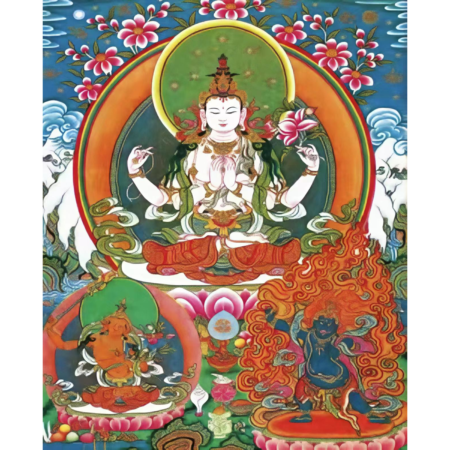 龙妹唐卡四臂观音45