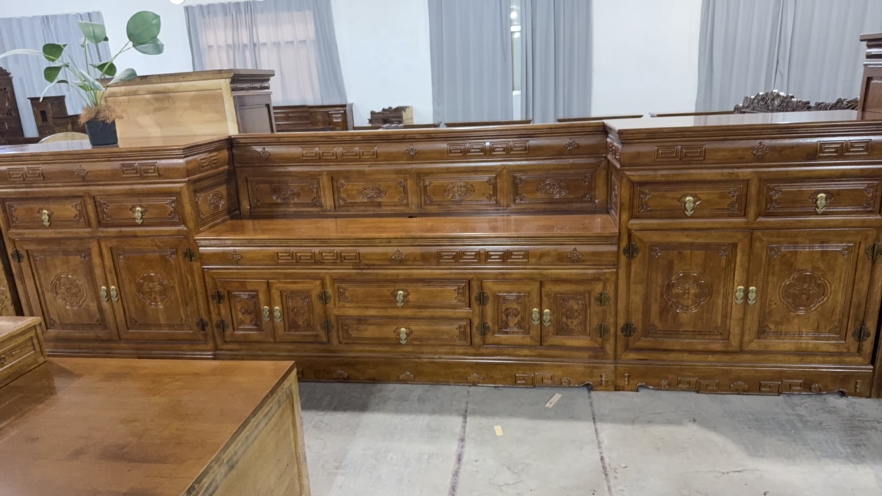 藏式家具柜幸福美满平柜立体精致雕刻雕花回纹设计带电视柜柜子