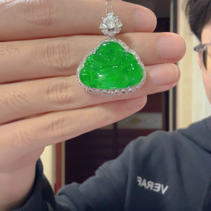 林***岚翡翠银S925镶嵌颈饰吊坠