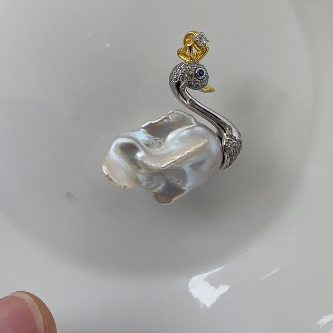 银S925镶嵌吊坠(不含链)淡水珍珠