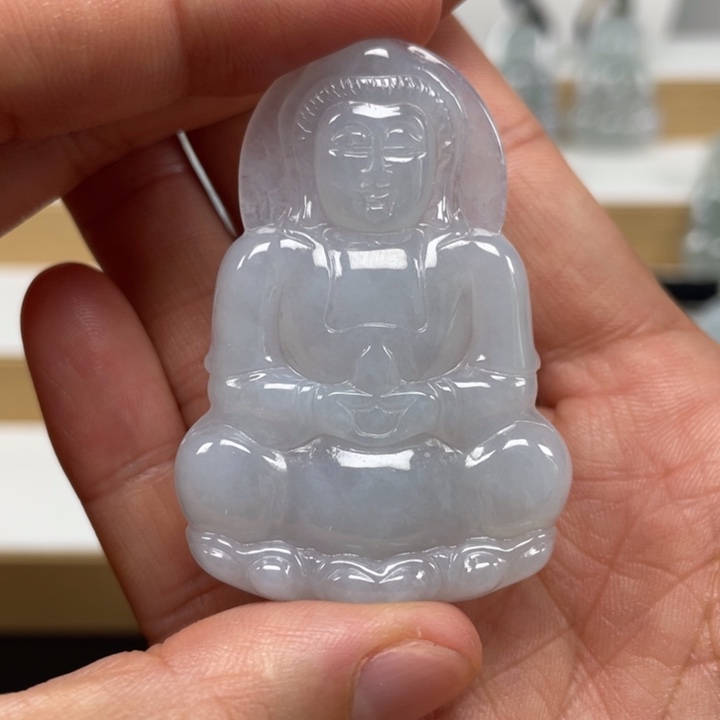 翡翠未镶嵌颈饰天然缅甸翡翠A货观音62号