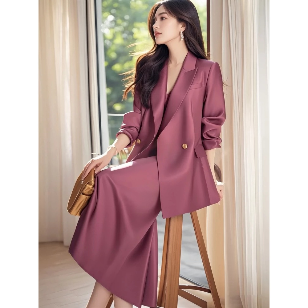 高级感西装套装女2025秋秋新款休闲吊带裙西服外套气质显瘦两件套