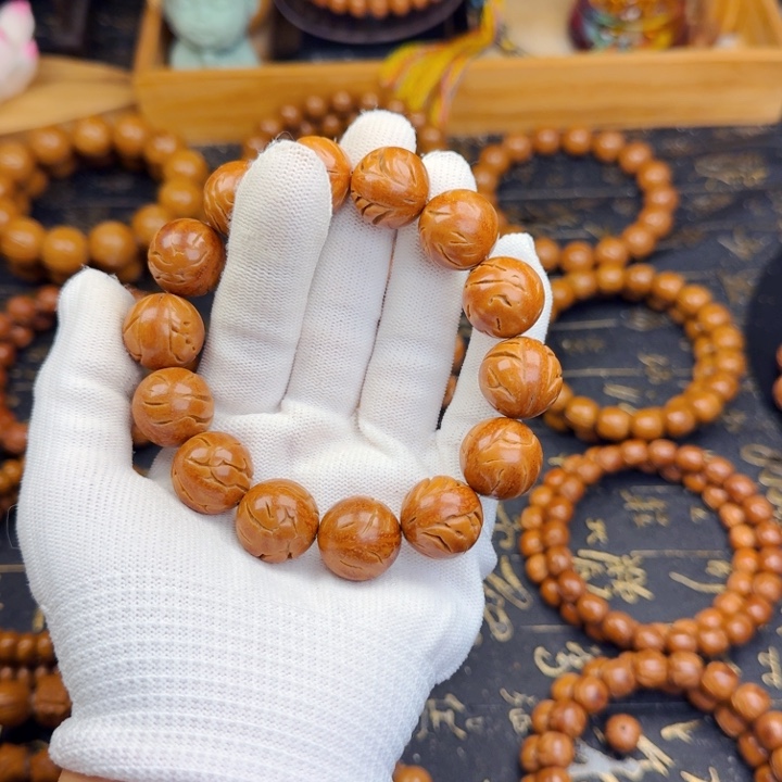 三***一桃核手串17尺寸龙纹桃核