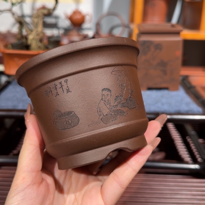 紫砂花盆口径9深度7