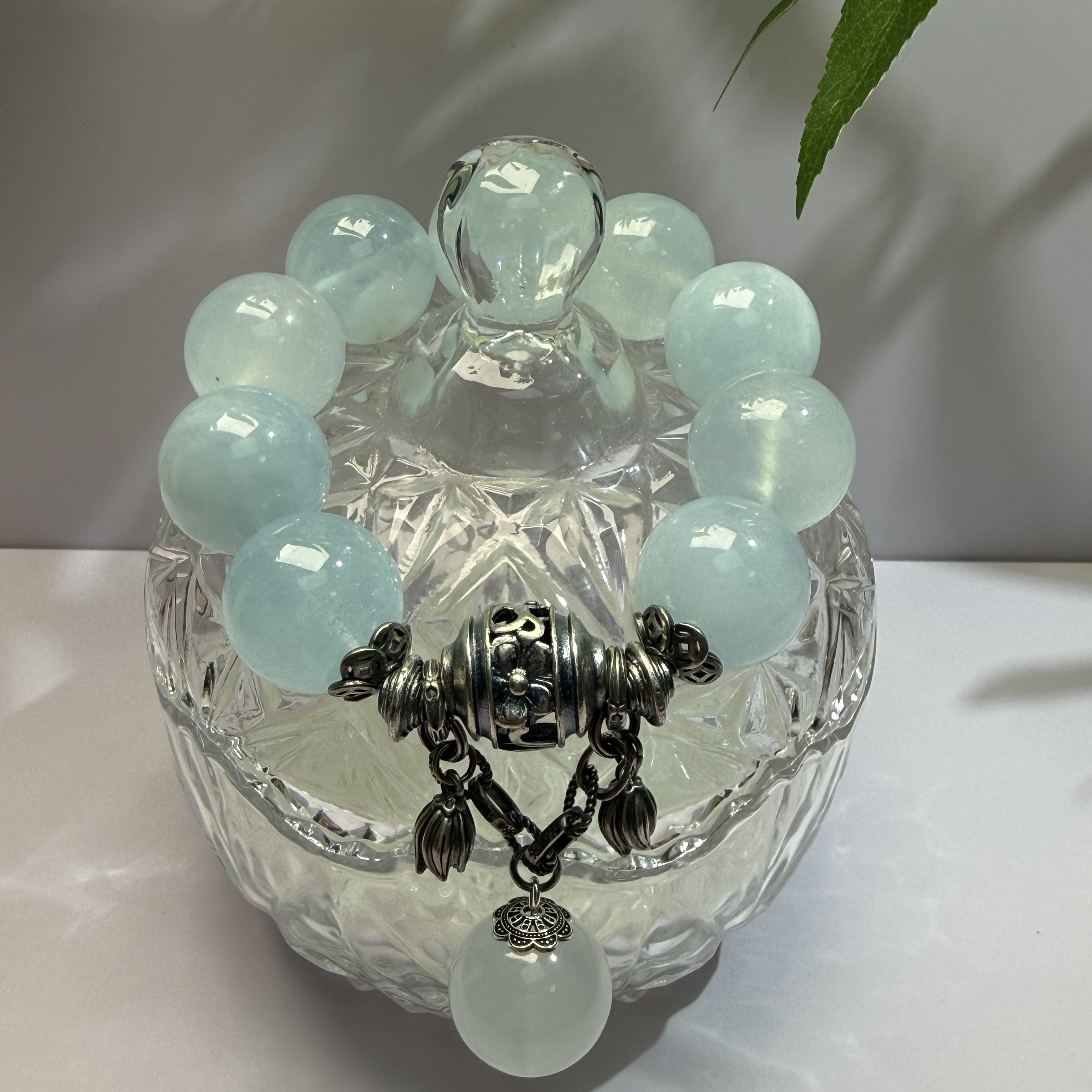 800银手链 蓝色时尚Ling原创DIY海宝手串卡20mm轻奢小众气质