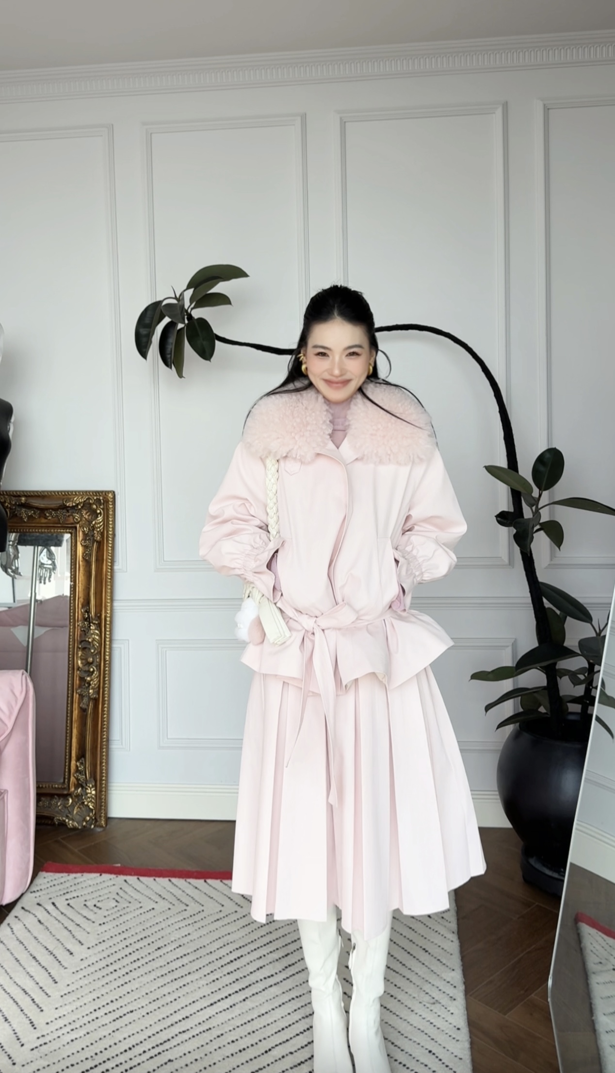 【北岛夜话】围脖暖灯冬韩系减龄短款羊羔毛大翻领复古