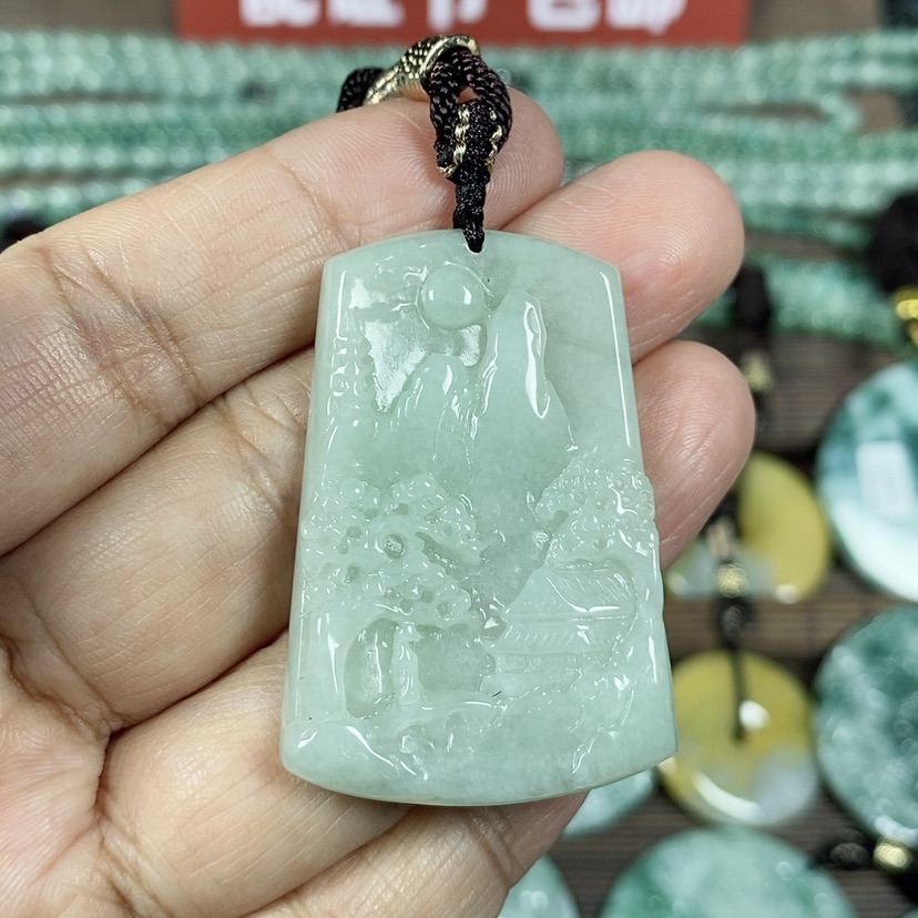 【闪购商品】翡翠颈饰未镶嵌玉吊坠翡翠玉山水牌小款