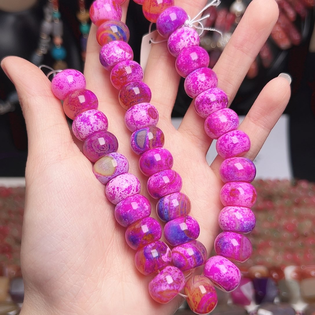 玛瑙/玉髓合金珠宝半成品x388  花海算盘玛瑙一条14mm