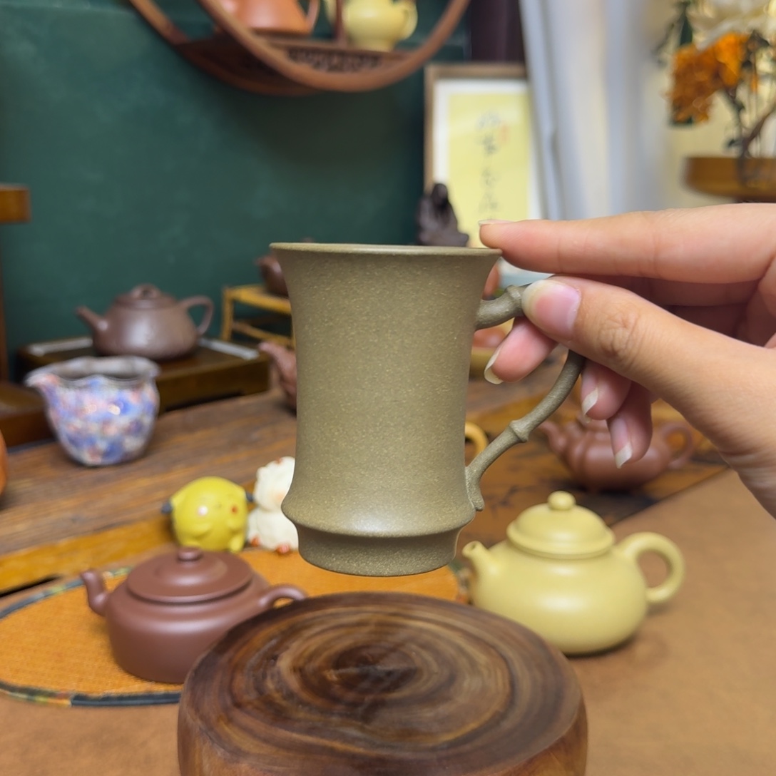 耳把杯竹节，青段泥，80cc