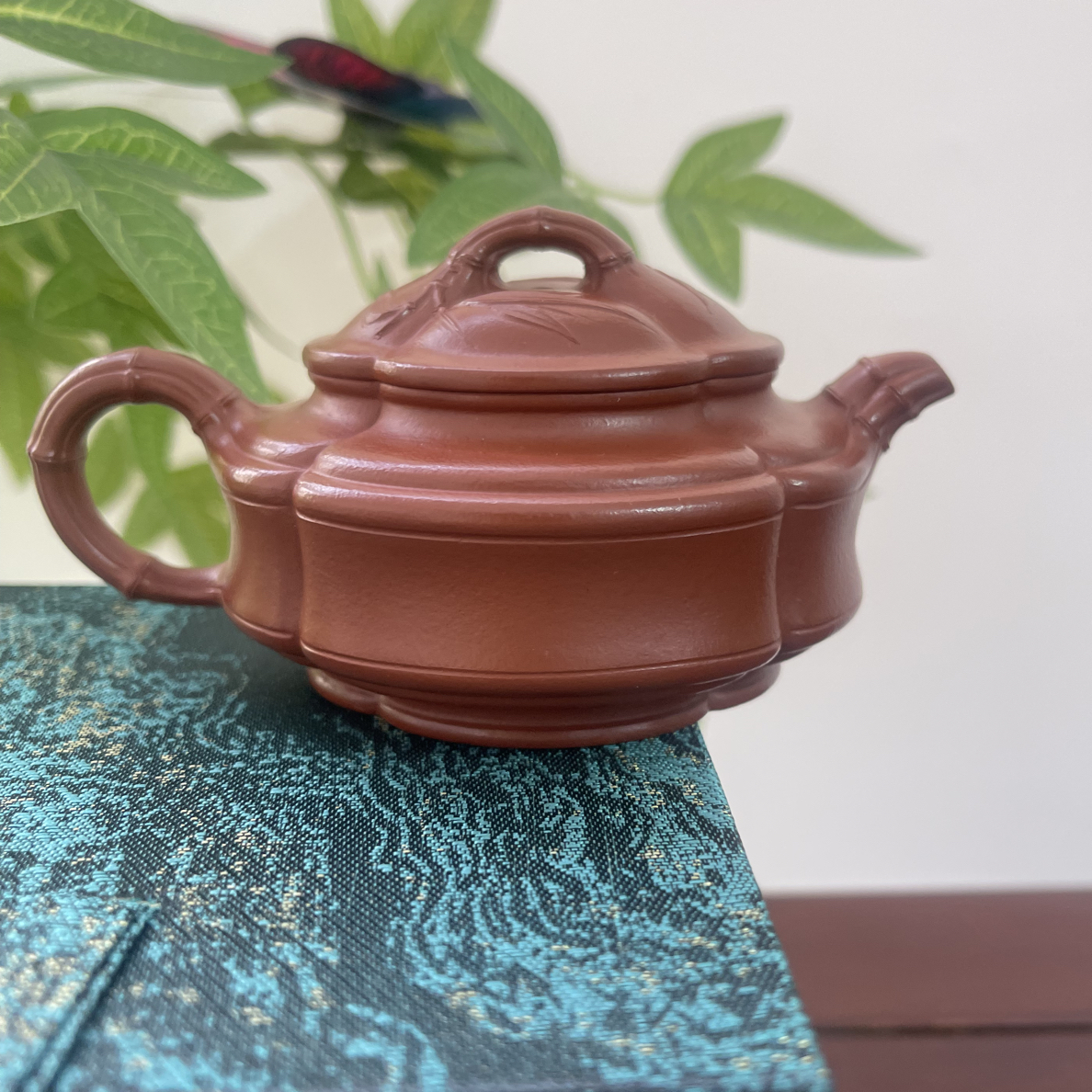 紫砂壶朱泥筋纹海棠140cc