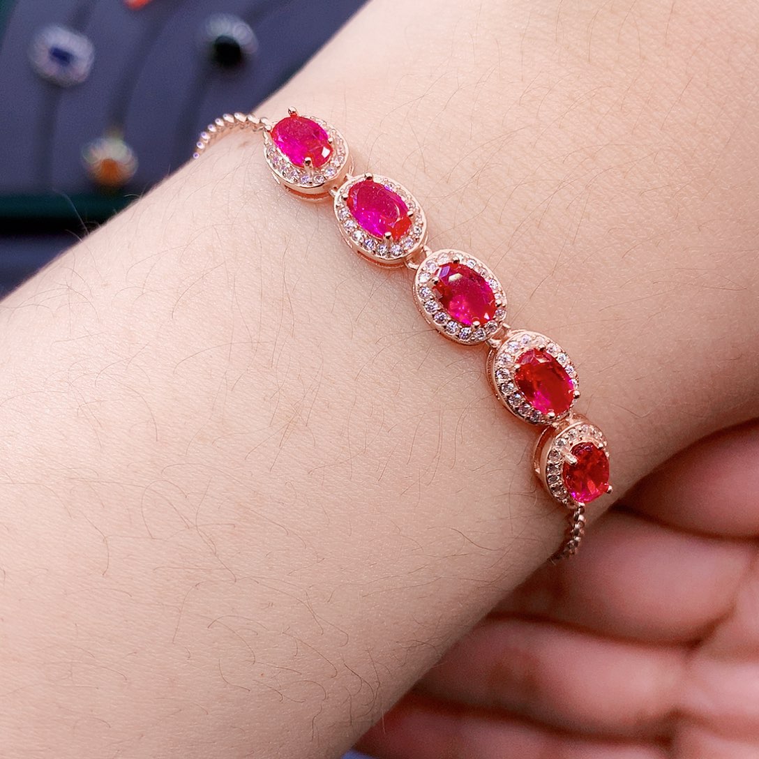 红宝石手链银S925镶嵌