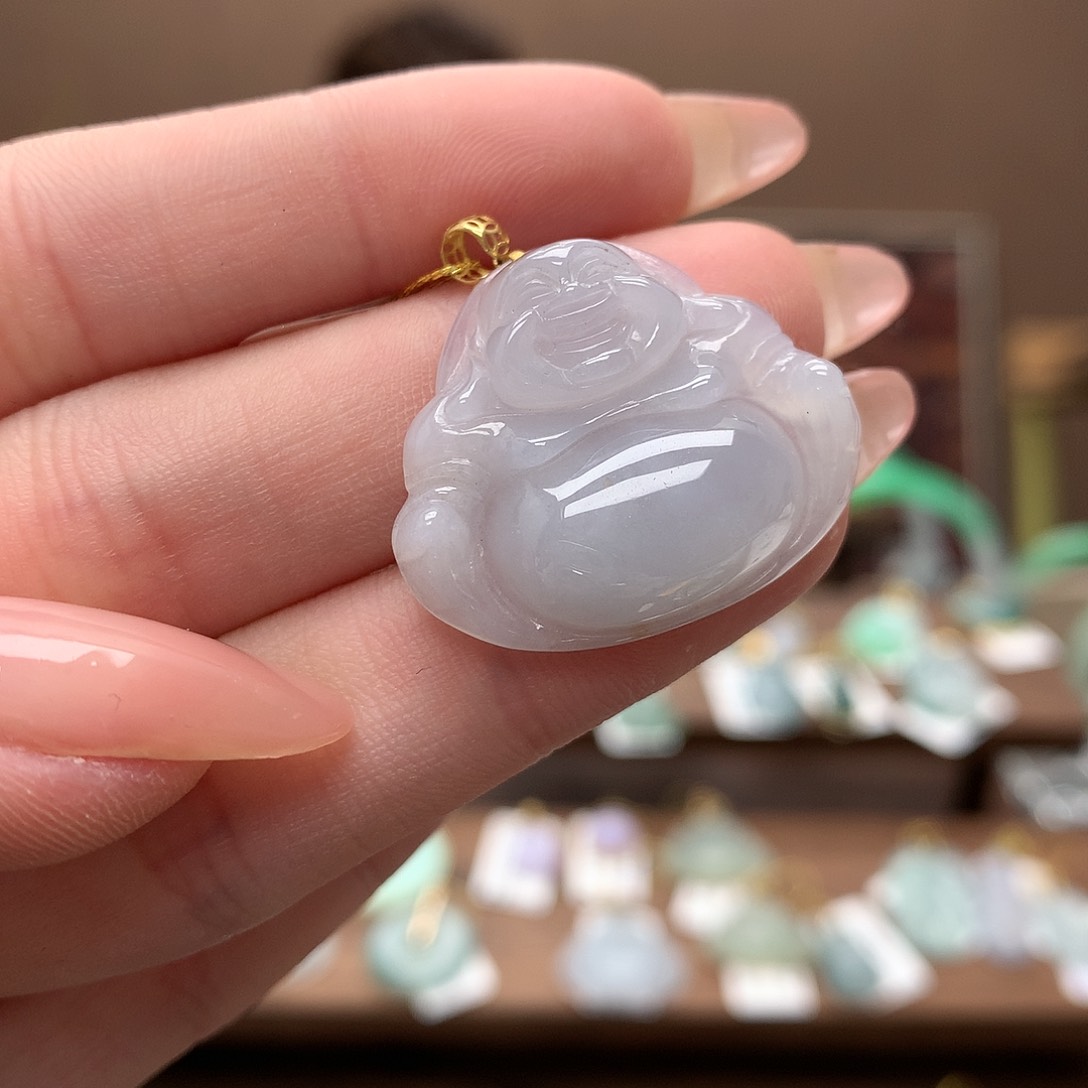 翡翠吊坠(不含链)18K金镶嵌