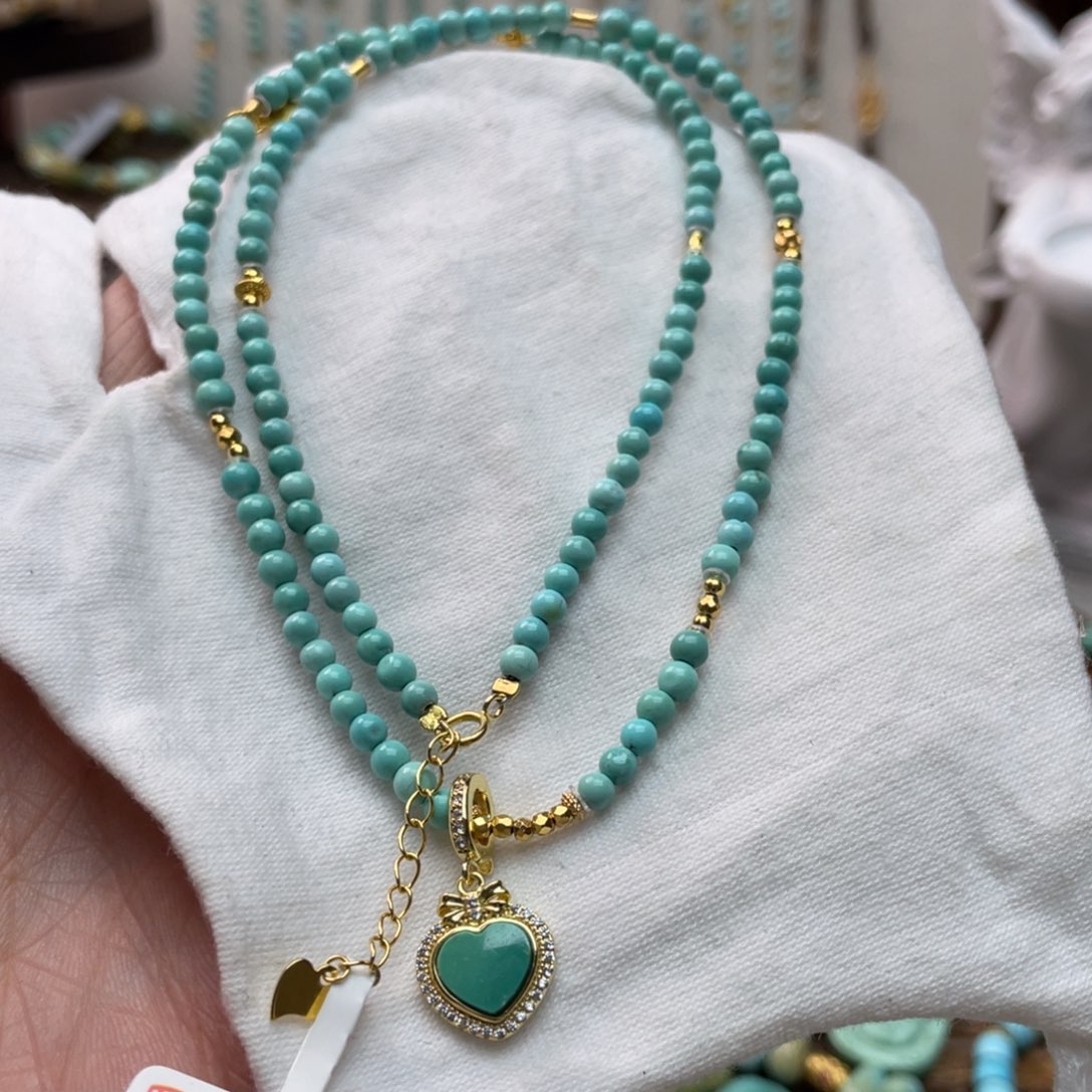 绿松石颈饰银S925镶嵌