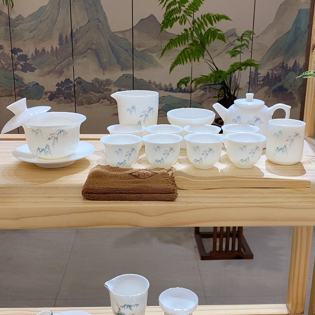 【墨城】羊脂玉瓷高山流水16头