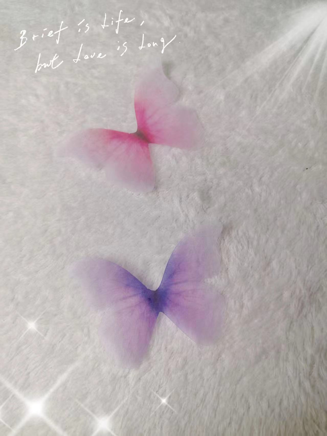 8cm仿真蝴蝶渐变色底纱欧根纱diy古风发夹饰品材料配件