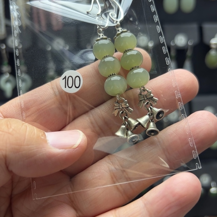 幻***幻银S925镶嵌和田玉耳饰