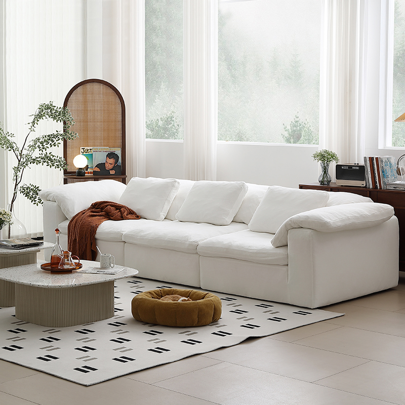 【MZ】掌上明珠直排奶油风云朵沙发侘寂风直排客厅棉麻布艺沙发