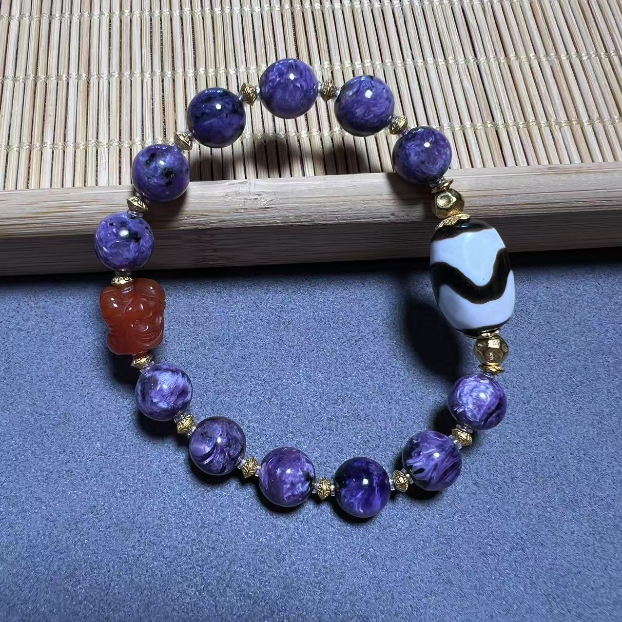 三品臻选-牙牙玛瑙DIY单圈手串A02H15-尺寸约17*12mm