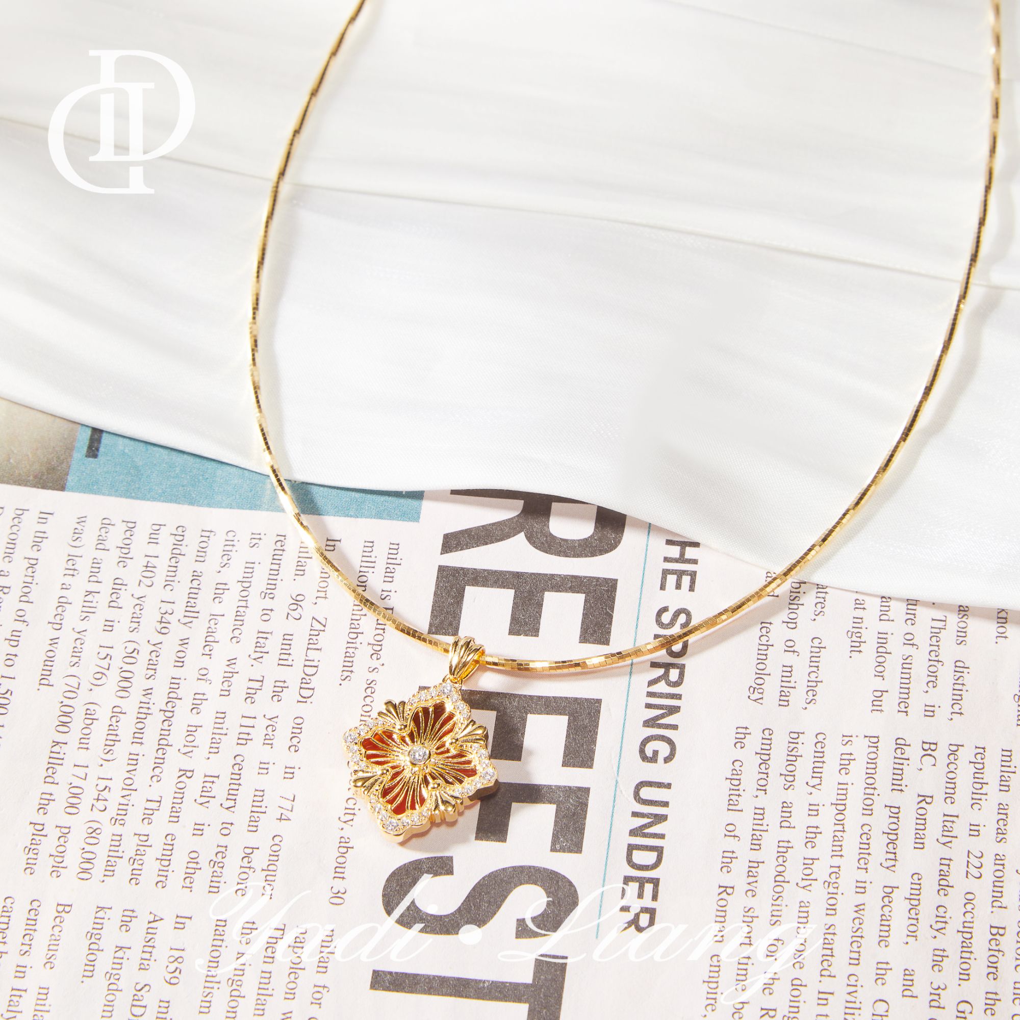 坠链均925银 梁雅帝新品【布达拉宫四叶宝相花】设计感气质纯银项链