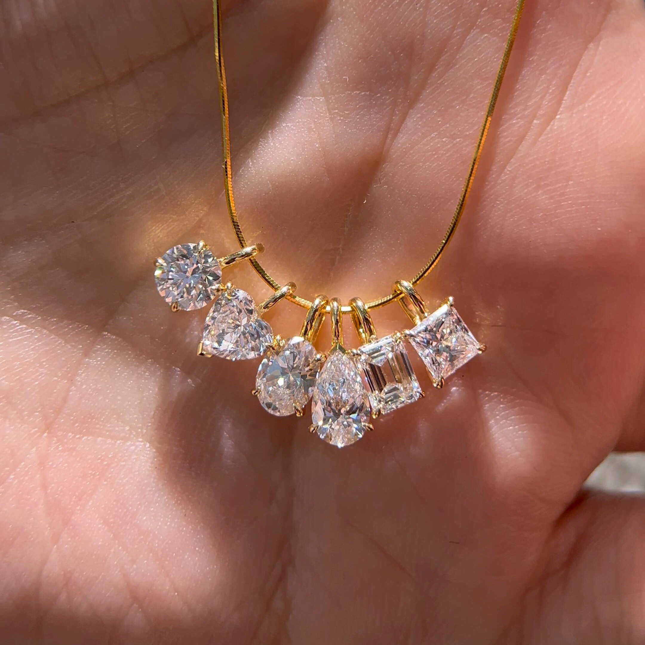 实验室培育钻石18K金镶嵌异形培育钻石吊坠 0.50ct 单吊坠  