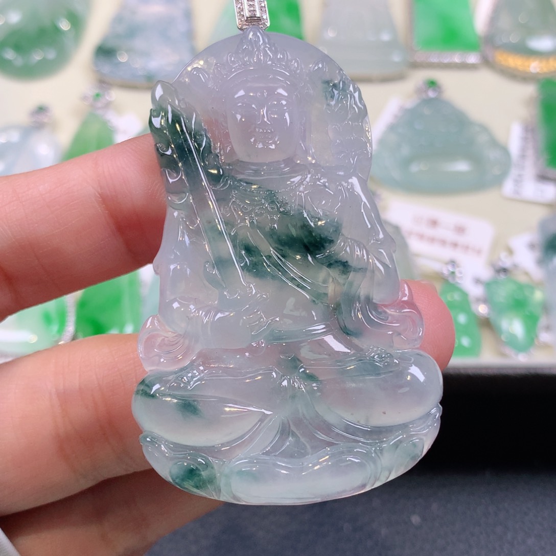 翡翠18K金镶嵌颈饰缅甸天然a货翡翠