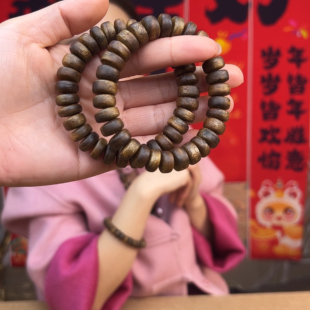 沉香手串海南莺歌绿奇楠红金霓算盘珠多样性发货一条1.2