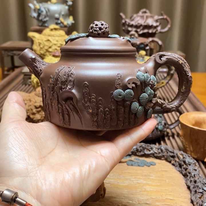 紫砂茶壶全手工制作德中松桩壶