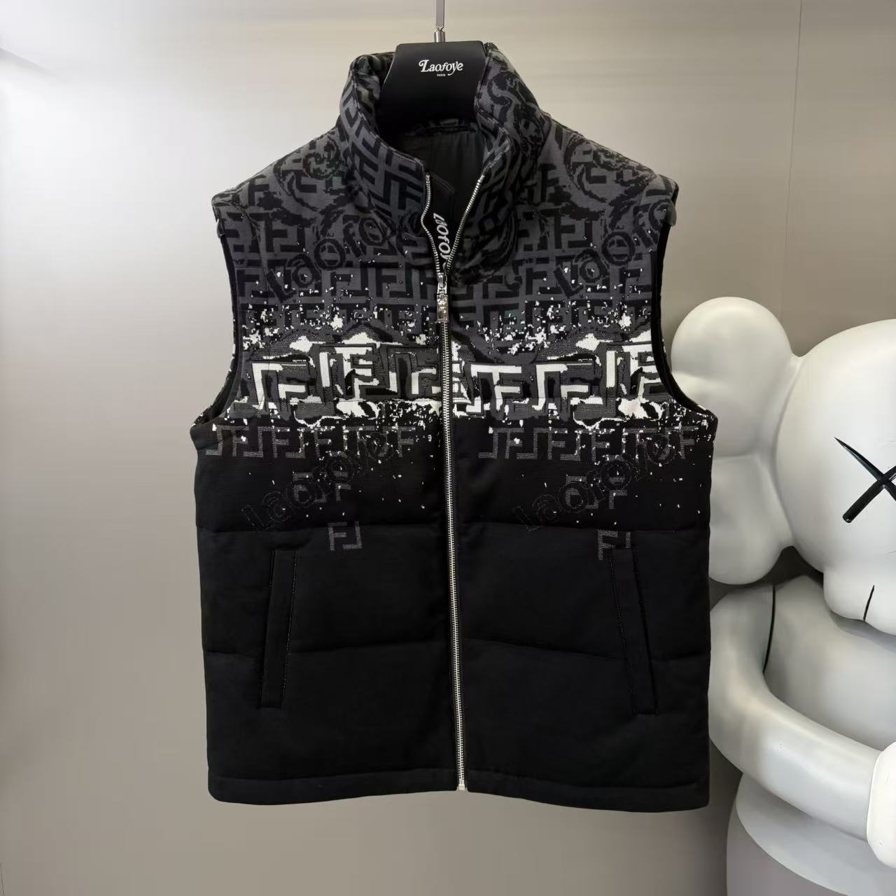 【VanJazny】QC高端男士品牌冬季潮流印花羽绒马甲F76023w012