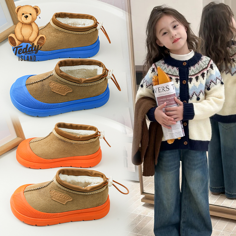 2025新款冬季童鞋男女童短靴防水儿童棉鞋加绒保暖雪地靴TD-002