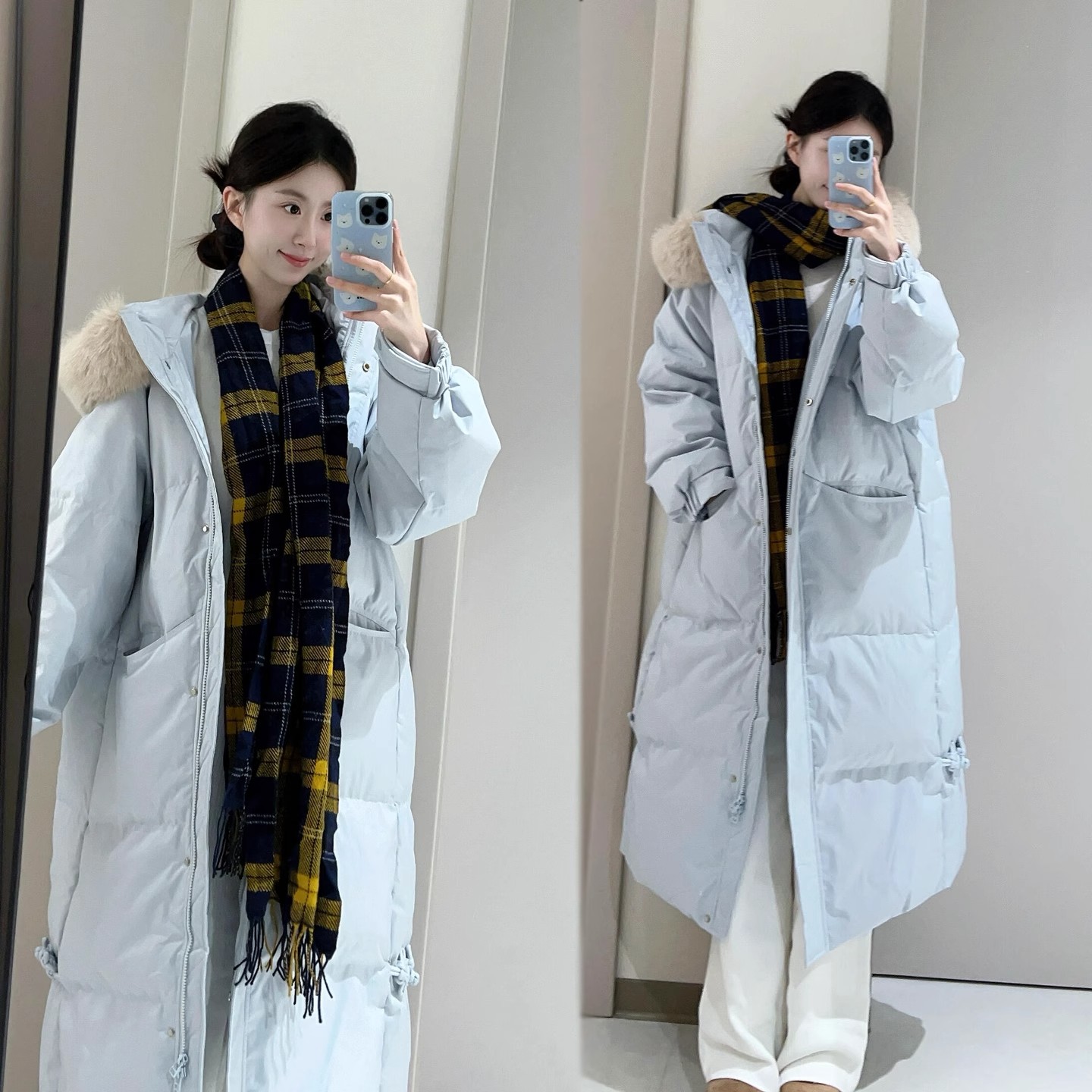 NASAOVER大毛领棉服女中长款2025年新款学生冬季加厚棉袄连帽外套