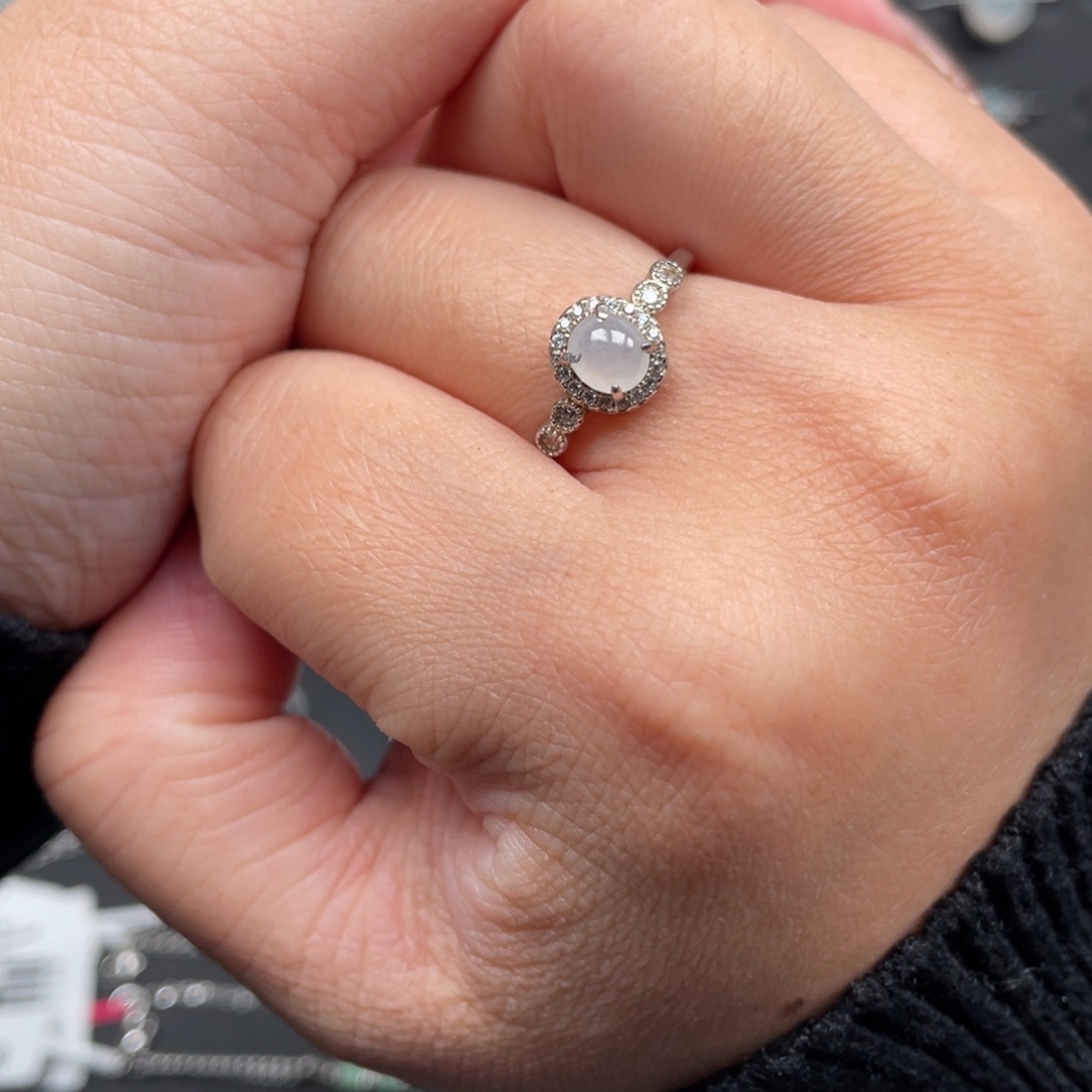 翡翠戒指银S925镶嵌戒指