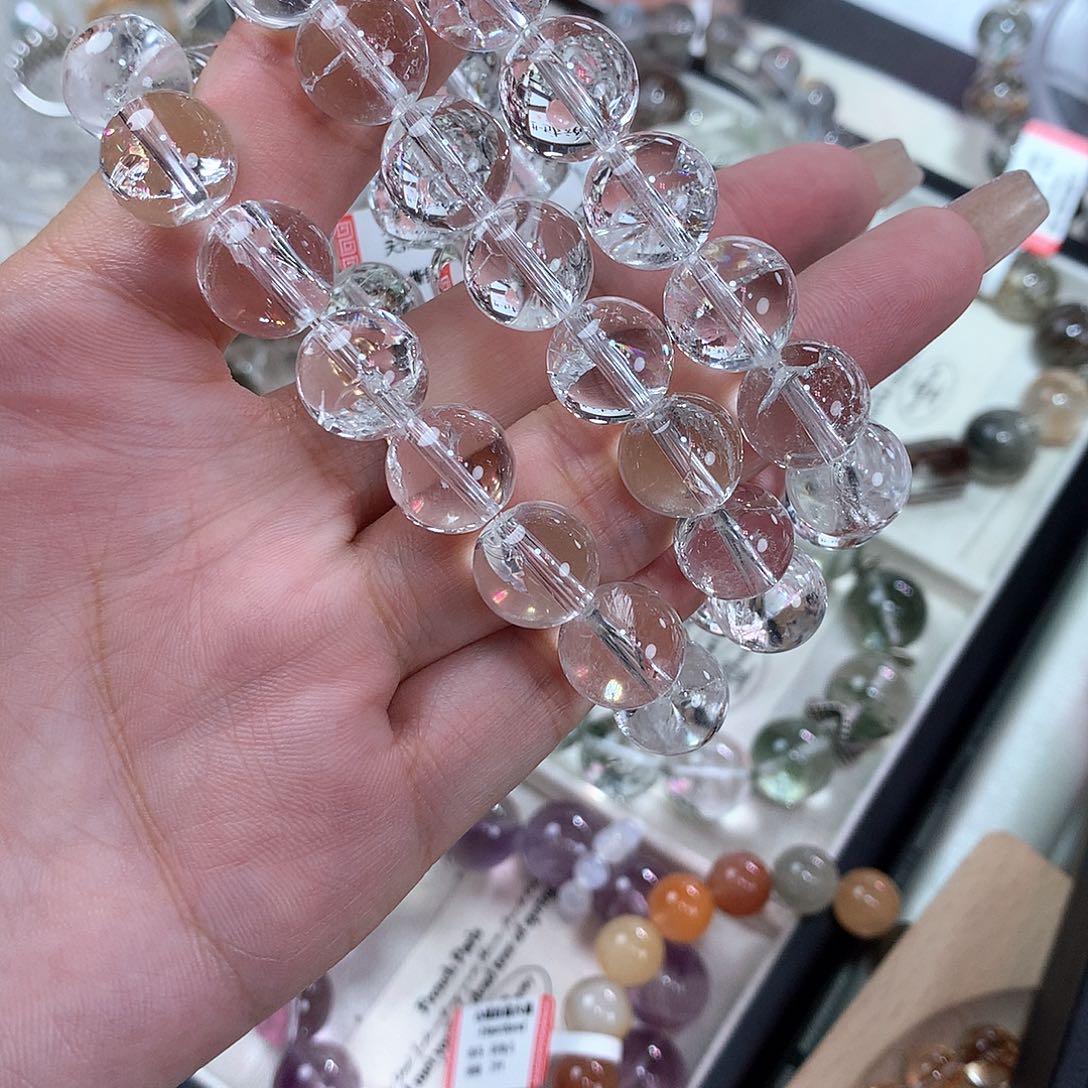 水晶手串未镶嵌白阿塞12mm