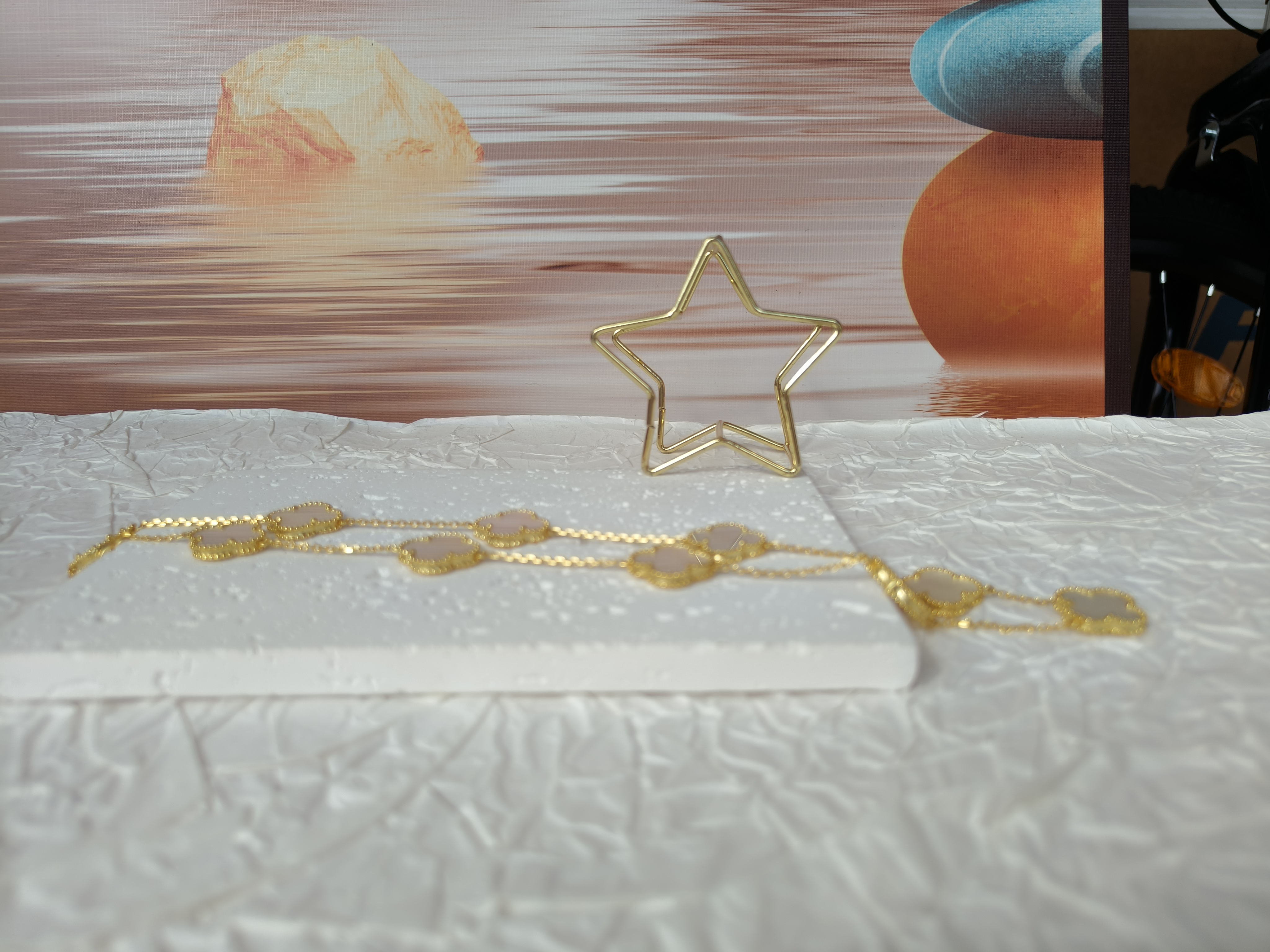 非金属莫桑石项链 CNC工艺高品质幸运草十花项链