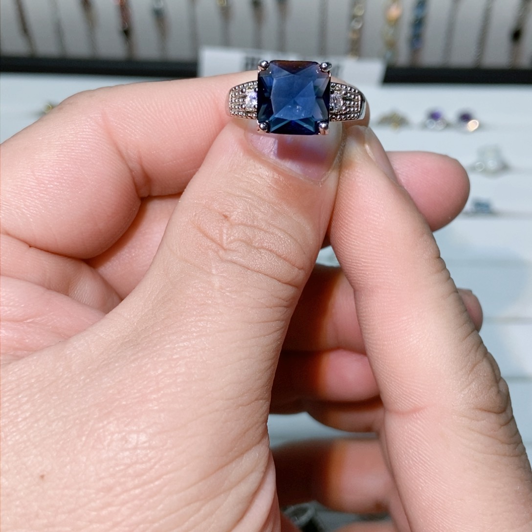 绿水晶戒指银S925镶嵌