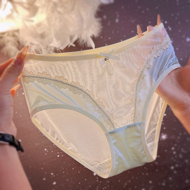 2025新款性感蕾丝内裤女中低腰包臀时尚透气网纱透视薄款三角裤