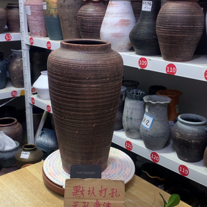 【闪购商品】红陶粗糙盆默认打孔高34口12