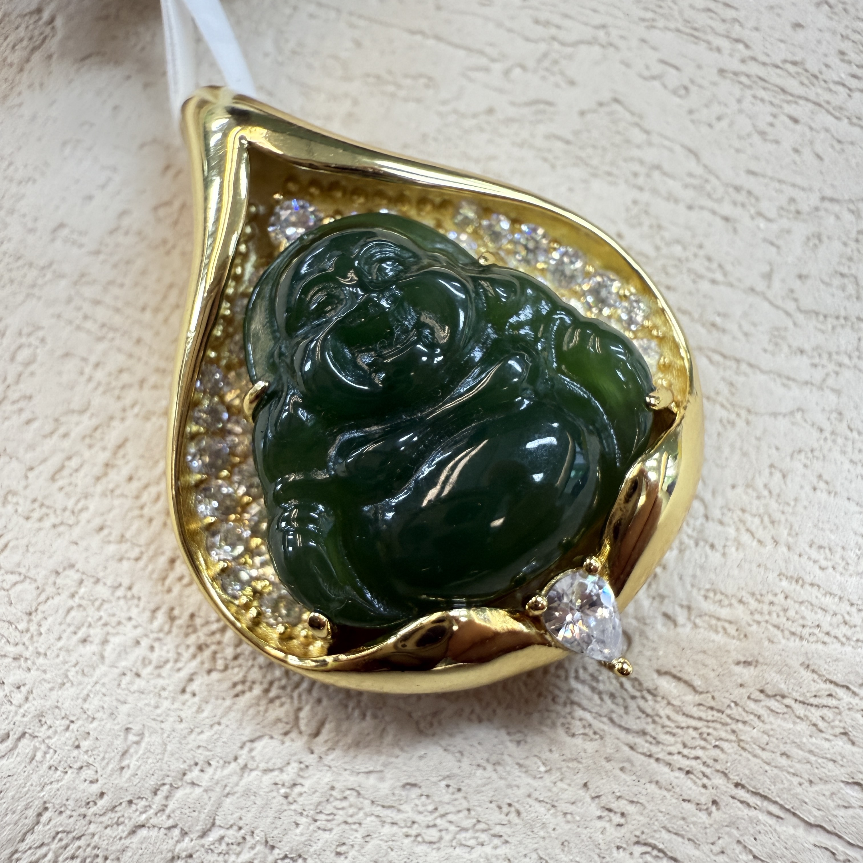 【v姐珠宝】 DM32610 和田玉小佛吊坠 S925银镶嵌