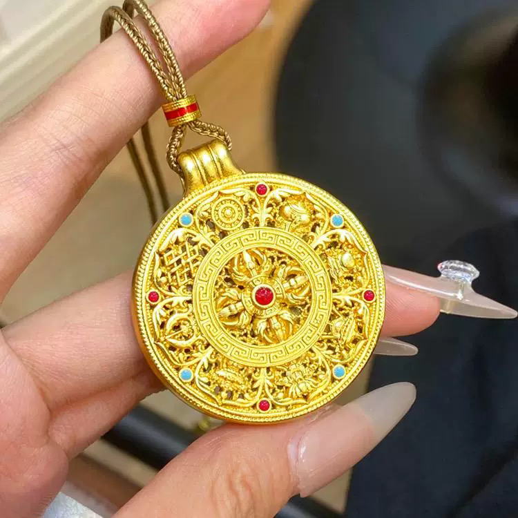 铜合金吊坠 韦雪同款八宝罗盘吊坠女毛衣链编绳项链新年首饰