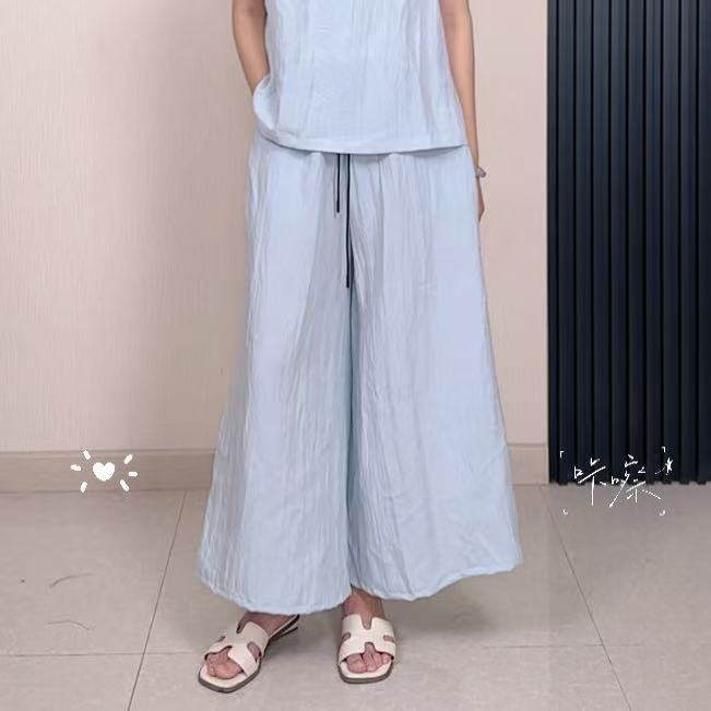 老钱风天丝亚麻裤子休闲夏季复古春夏宽松中式中国风花苞九分裤