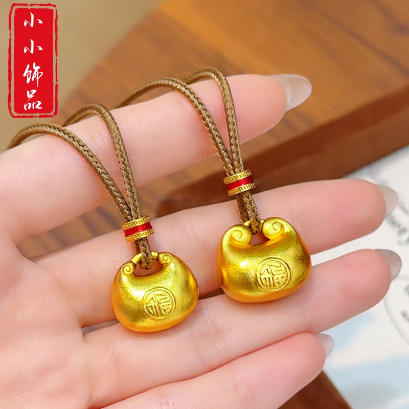 铜合金吊坠 精工古法小胖福金坨吊坠项链金坨坨福字实心毛衣链