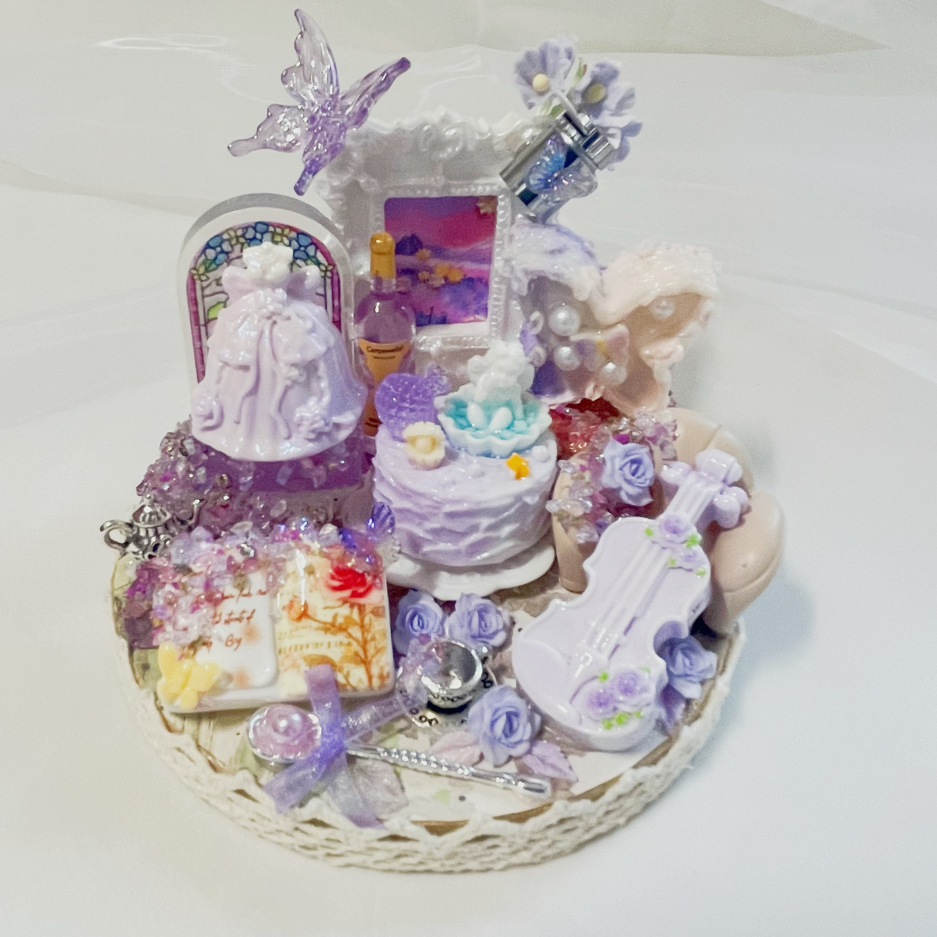 浪漫紫色系 10cm重工带灯 创意摆台冰箱贴/微缩场景食玩/diy礼物