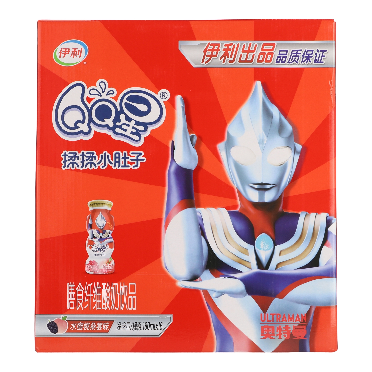 【1月份】伊利QQ星酸奶水蜜桃桑葚味180ml*16瓶