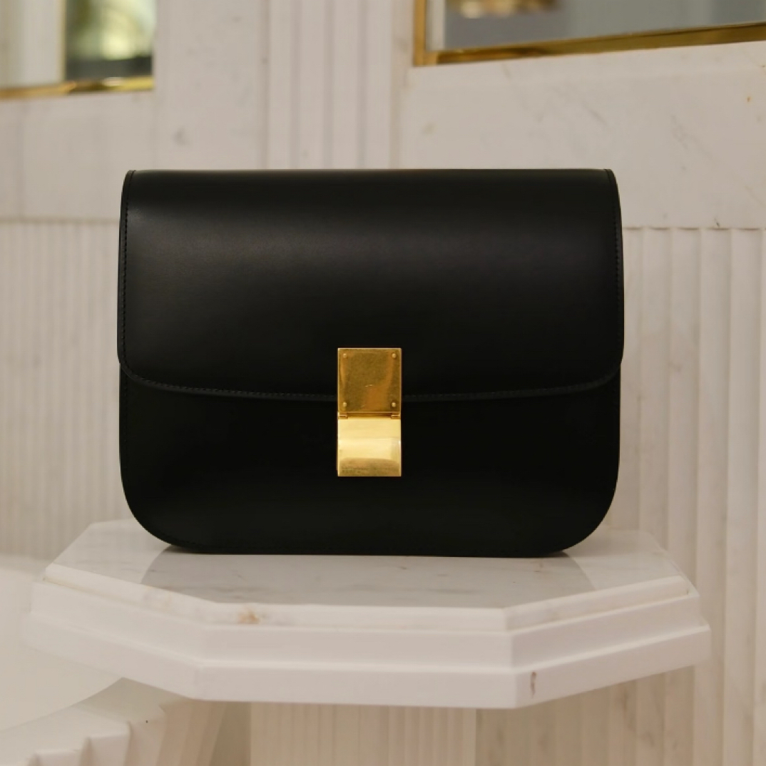 95新 Celine/思琳 box 黑灰色 单肩包/JW8144