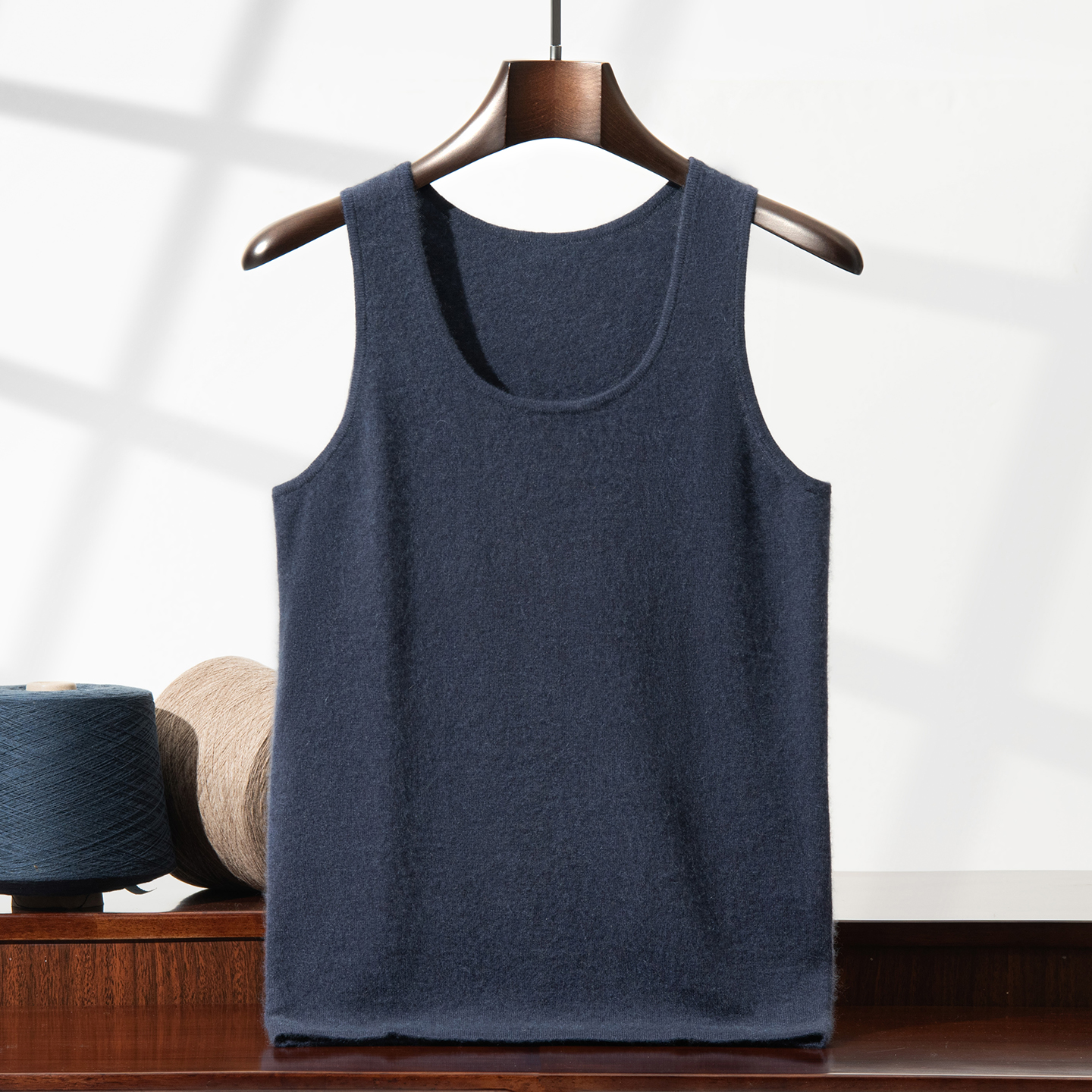 吊带背心男士山羊绒衫圆领无袖套头针织打底衫休闲百搭保暖毛衣冬