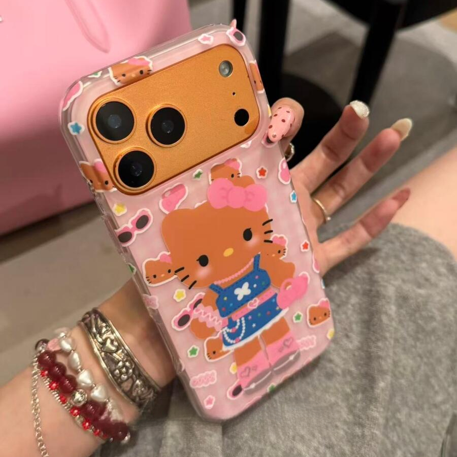 可爱少女心黑皮猫咪适用于苹果17pro/16promax手机壳15保护套1413