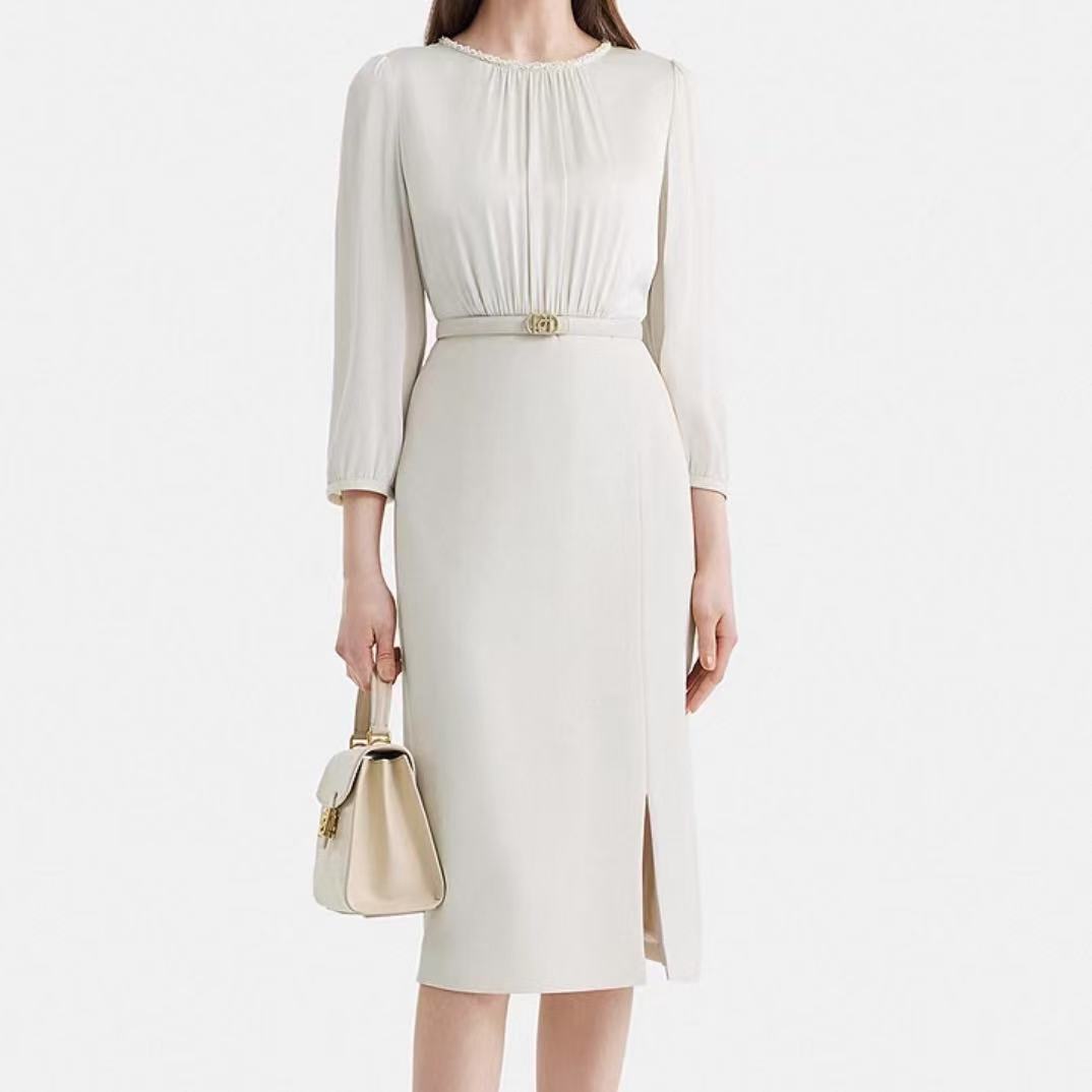 <老尚家080>圆领连衣裙优雅气质连衣裙通勤风