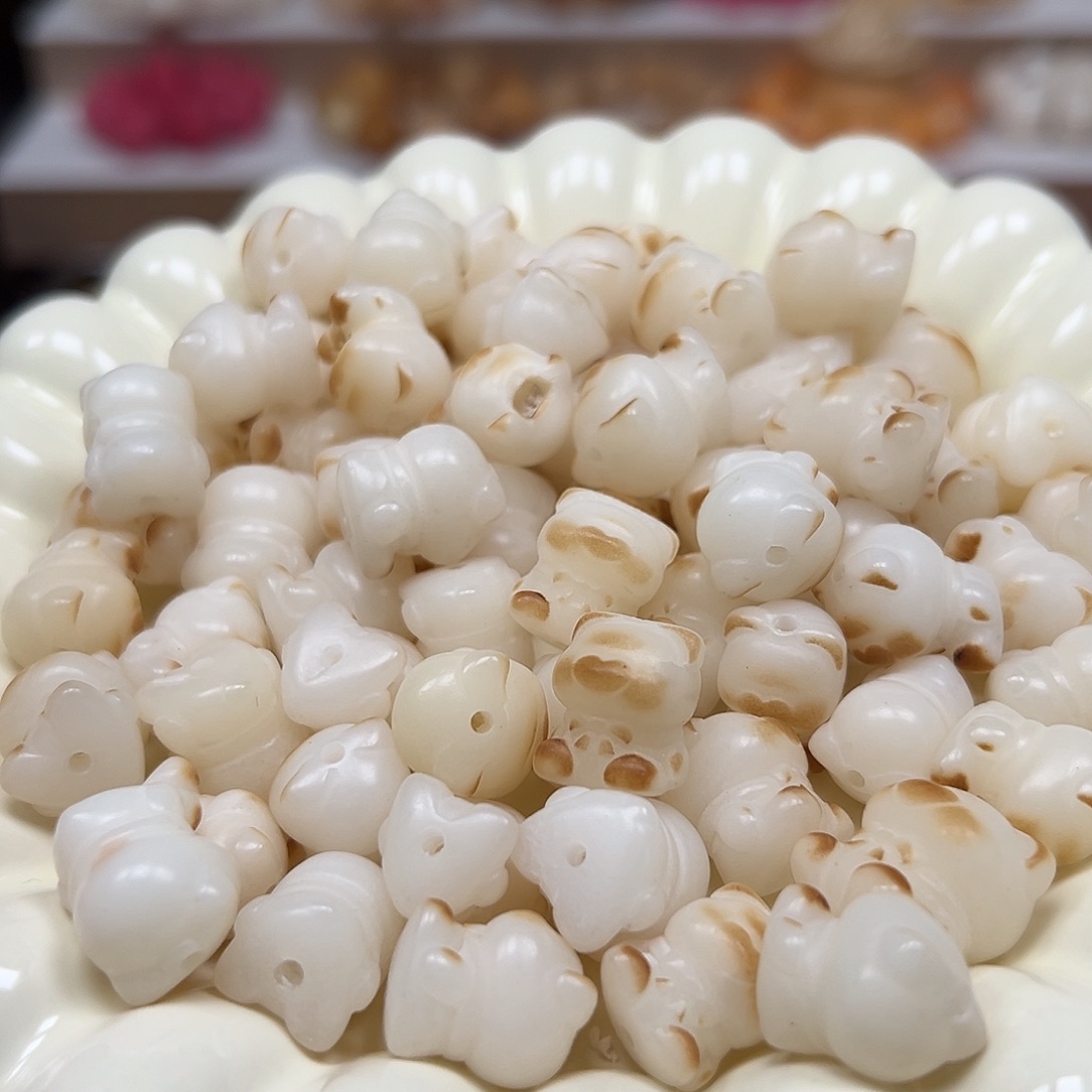 菩提根/象牙果手串瑕疵卡15炭烤暴力熊20颗有裂