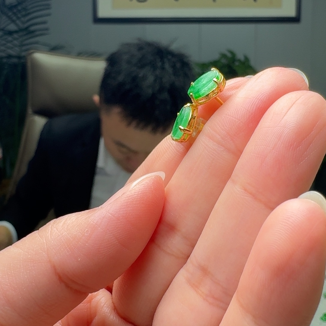 翡翠银S925镶嵌耳饰多样性发货其一