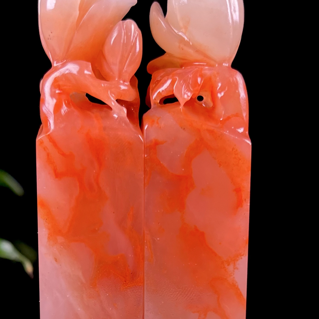 桃花洞高山石玉兰花对章 总重142.3克 尺寸2.1/2.1/8.1cm