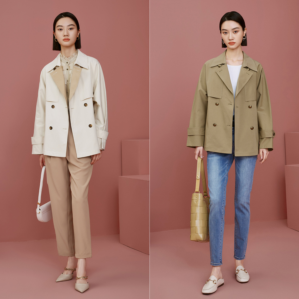 【曼德诗】英伦风短款设计款风衣M424300256